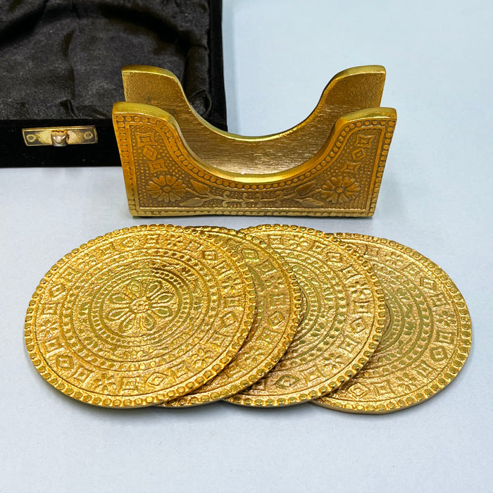 Elegant Metal Tea Coaster Set with Traditional Design