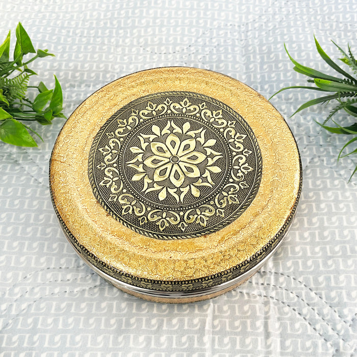 Set of 3 Decorative Meenakari Metal Storage Boxes – Ideal for Papad Snacks