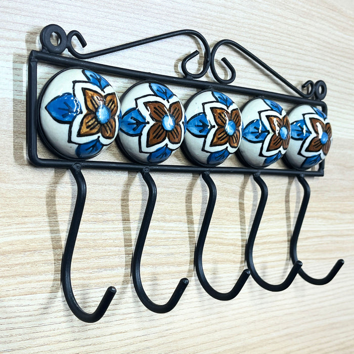Classic Ceramic and Iron Wall Hook Rack