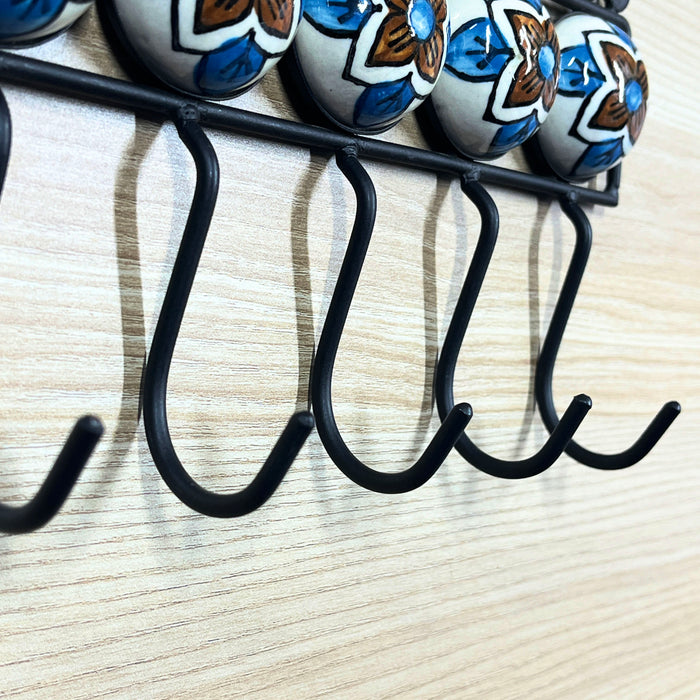Classic Ceramic and Iron Wall Hook Rack