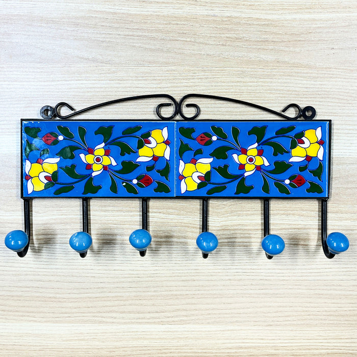 Colorful Ceramic & Iron Key Holder with 6 Hooks
