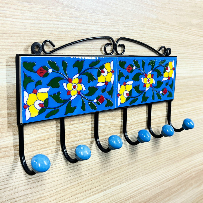 Colorful Ceramic & Iron Key Holder with 6 Hooks