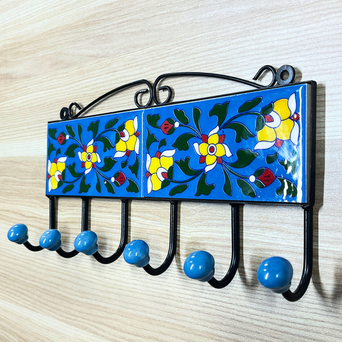 Colorful Ceramic & Iron Key Holder with 6 Hooks