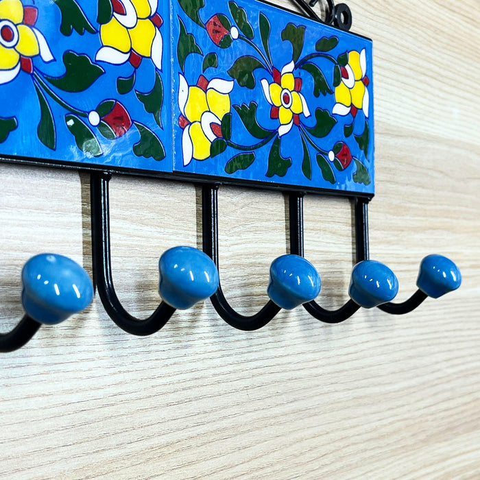 Colorful Ceramic & Iron Key Holder with 6 Hooks