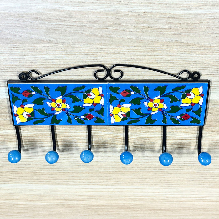 Colorful Ceramic & Iron Key Holder with 6 Hooks