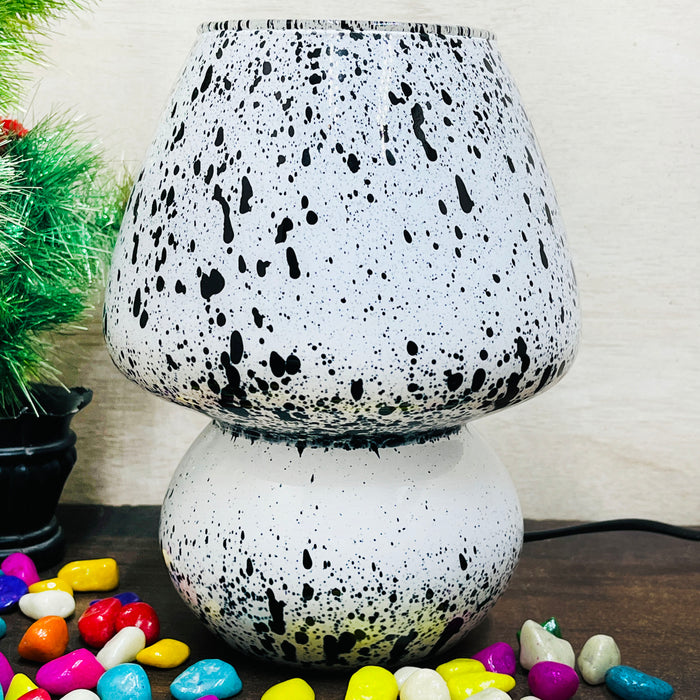 Handcrafted Black & White Speckled Glass Table Lamp – Modern Artistic Home Decor Light