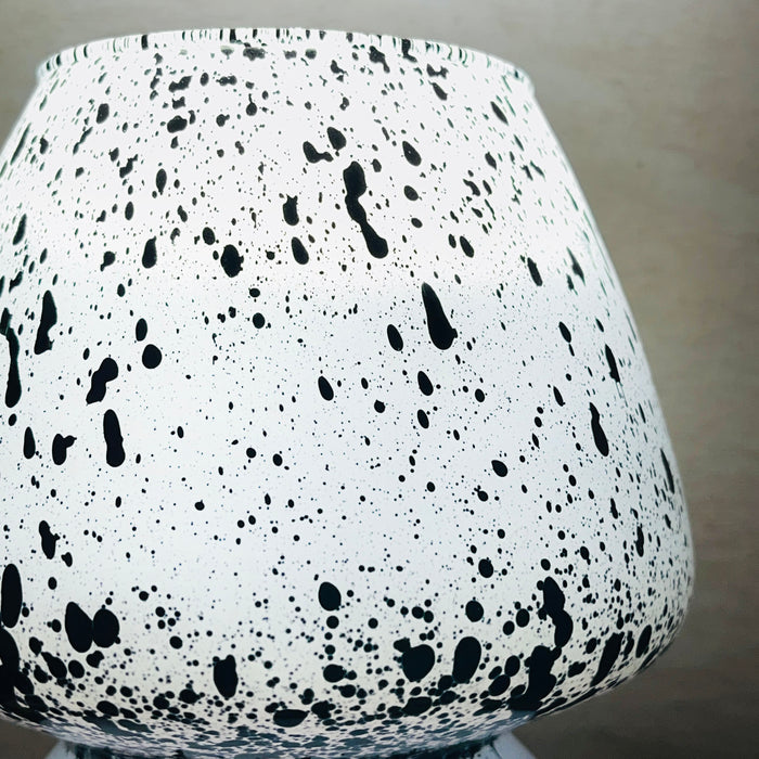 Handcrafted Black & White Speckled Glass Table Lamp – Modern Artistic Home Decor Light