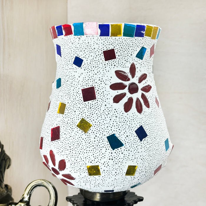 Handcrafted Mosaic Glass Wall Lamp – Multicolor Floral Design Light for Home Decor