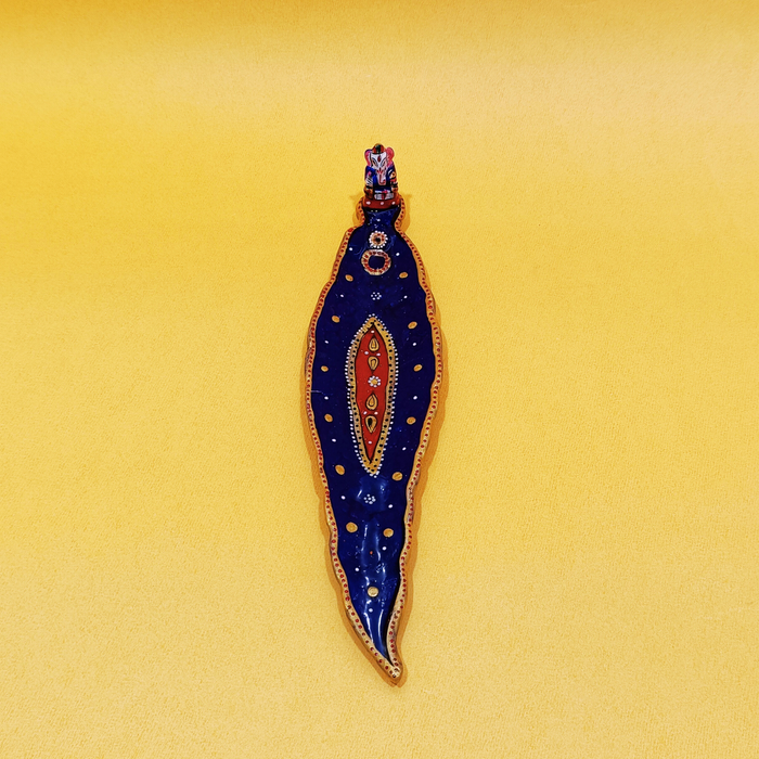 Handcrafted Metal Hand Painted Leaf Designed Incense Stick Stand With Dhoop Holder and Ash Catcher