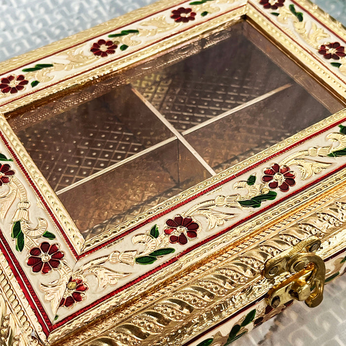 Meenakari Handcrafted Wooden Dry Fruit Box with Floral Design 8
