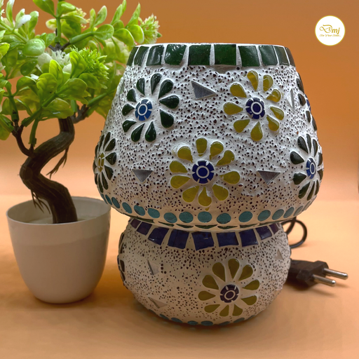 Artistic Handmade Mosaic Lamp with Floral Glass Patterns for Home Décor