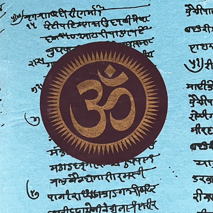 Blue Color Handmade Cotton Paper Diary with Om Symbol Print