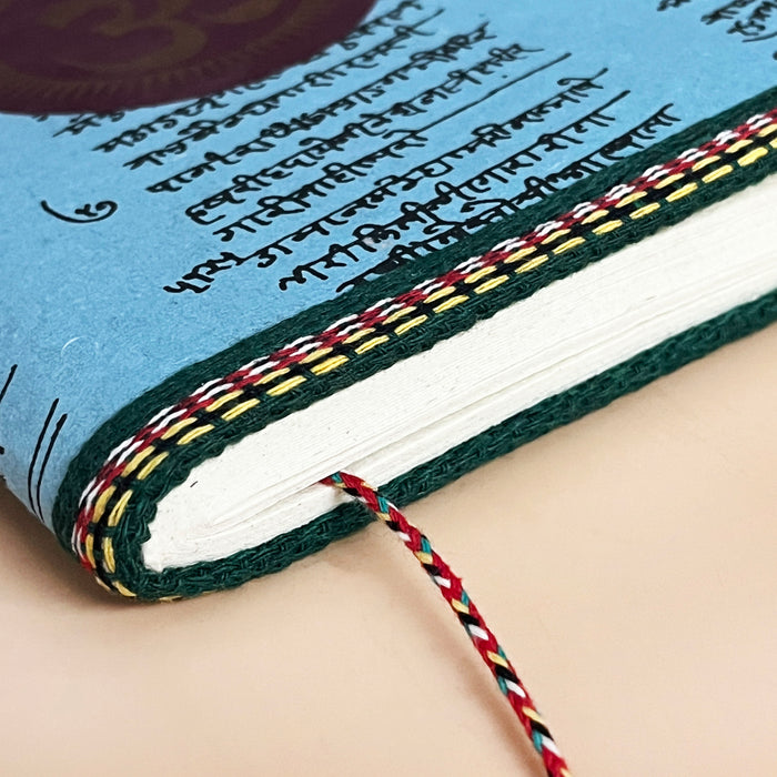 Blue Color Handmade Cotton Paper Diary with Om Symbol Print