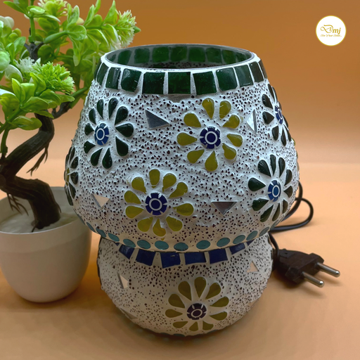 Handmade Multicolor Flower Patterned Electric Mosaic Glass Table Lamp