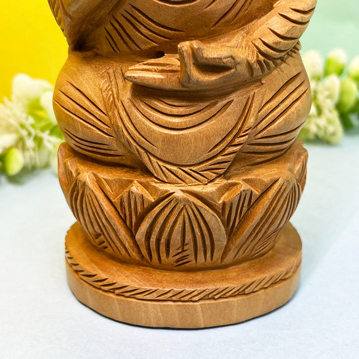 Wooden Lord Buddha Statue Sitting On Lotus Blessing Posture 4
