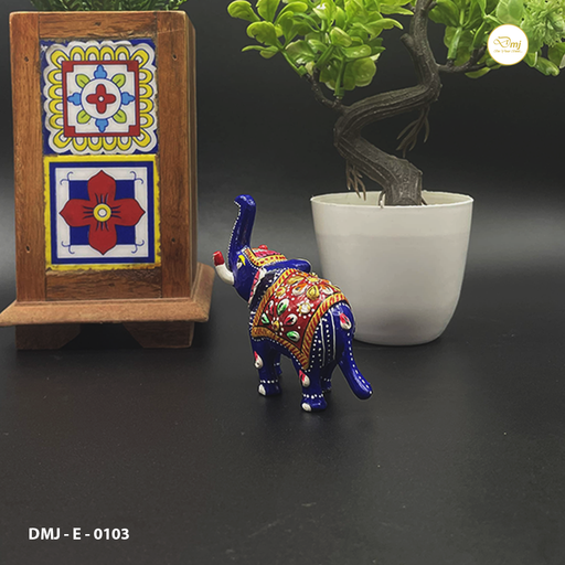 Metal Meenakari Trunk-Up Elephant Handcrafted Cultural Elegance | Buy Now