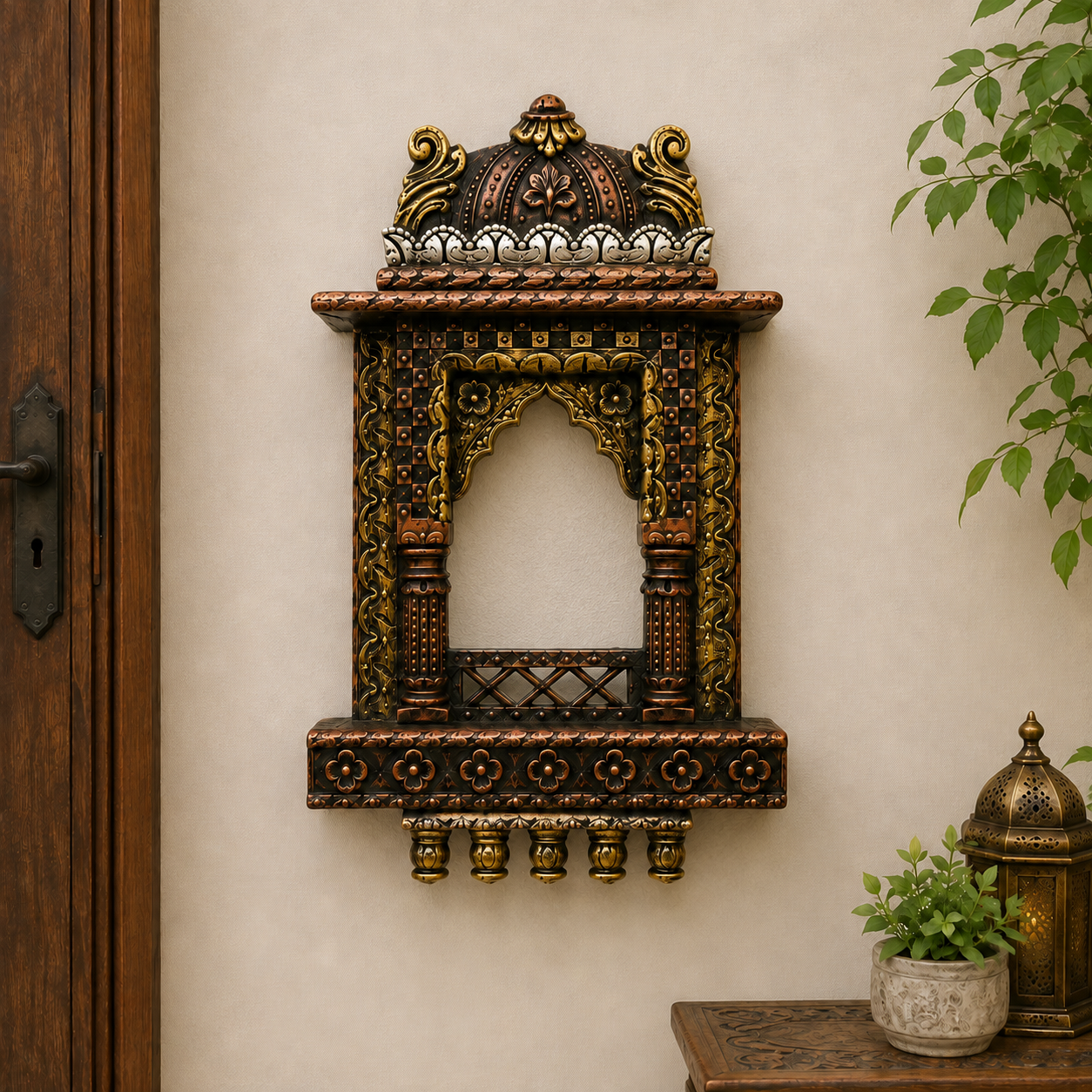 How to Decorate Your Home with a Traditional Wooden Jharokha Wall Hanging