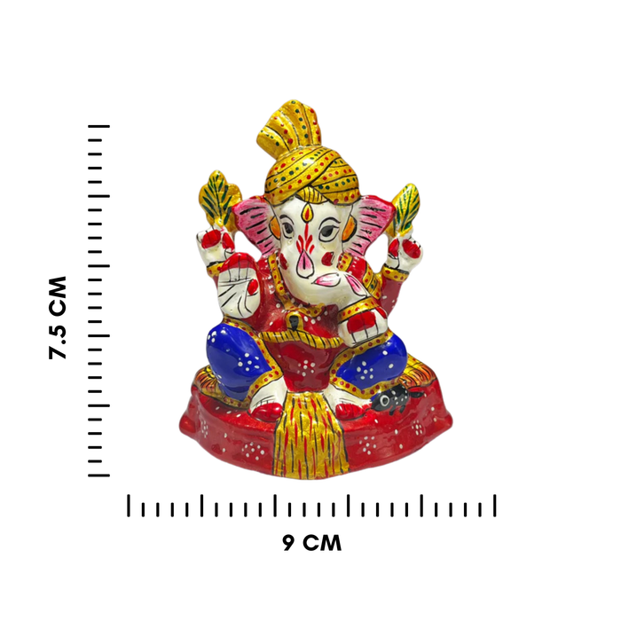Handcrafted Vibrant Metal Ganesh Idol for Temple and Home Decor