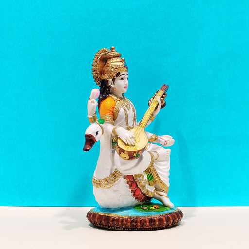 White Resin Goddess Saraswati Statue