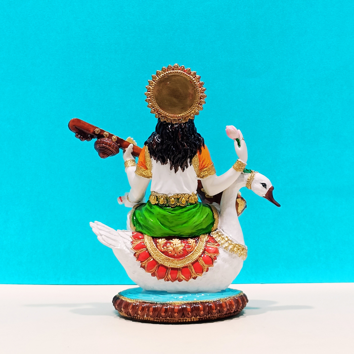 White Resin Goddess Saraswati Statue