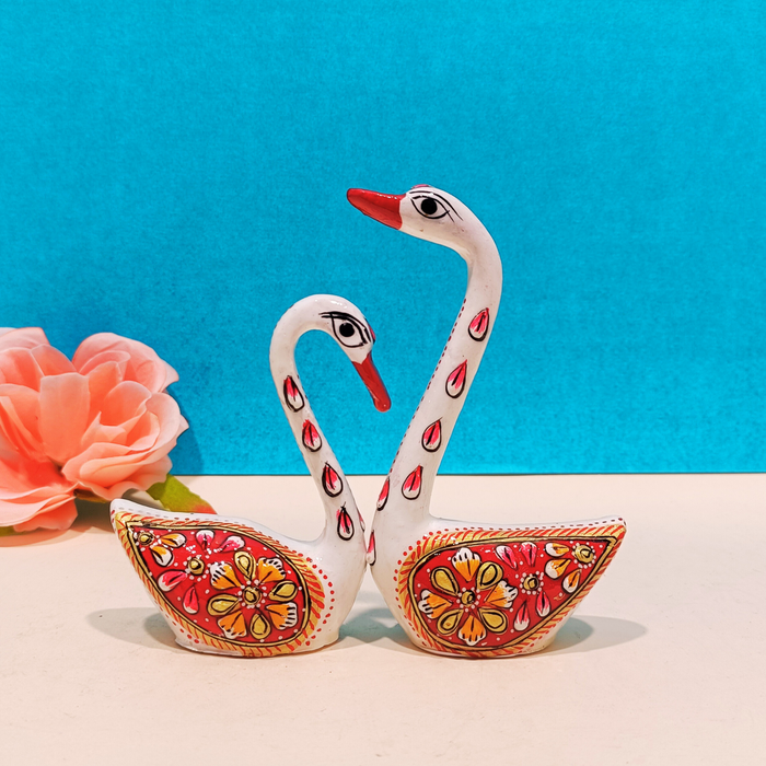 Handcrafted Wooden Swan Pair Showpiece | Decorative Home & Office Décor