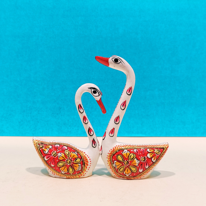 Handcrafted Wooden Swan Pair Showpiece | Decorative Home & Office Décor