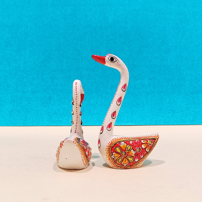 Handcrafted Wooden Swan Pair Showpiece | Decorative Home & Office Décor