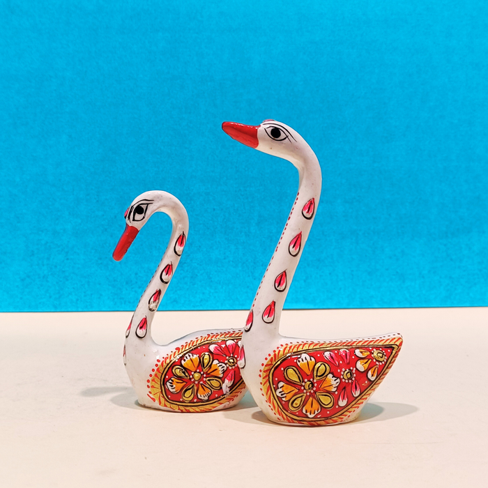 Handcrafted Wooden Swan Pair Showpiece | Decorative Home & Office Décor