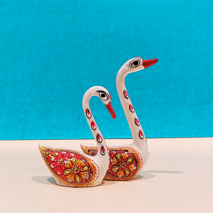 Handcrafted Wooden Swan Pair Showpiece | Decorative Home & Office Décor