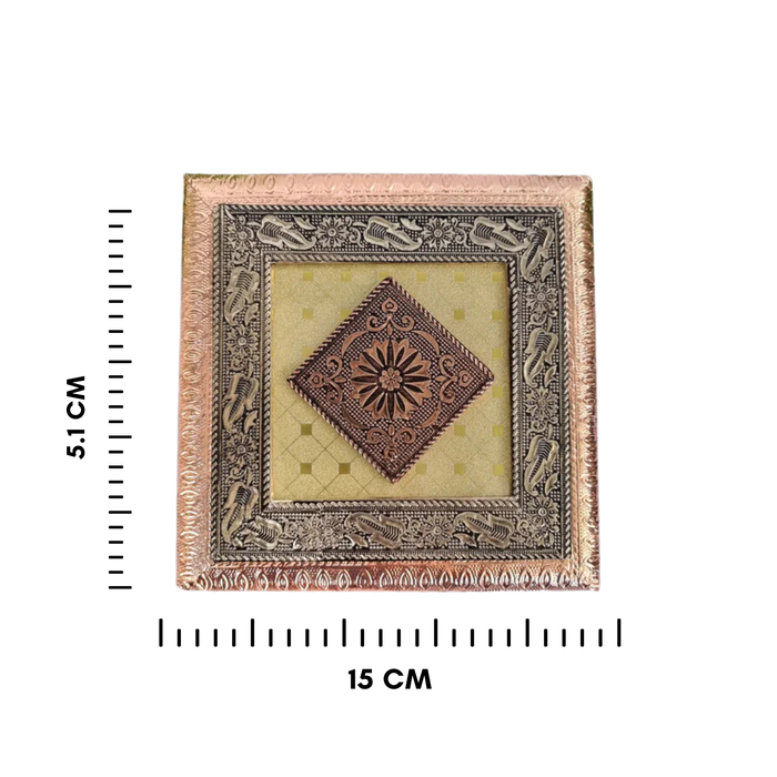 Wooden Dry Fruit Box with Copper and Gold Floral Motif