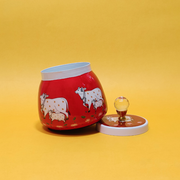 Shop Now Pichwai Art Dry Fruit Jar Hand-Painted For Home Decor