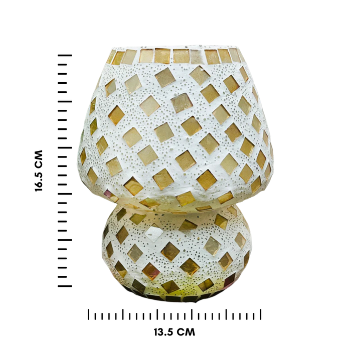 Handcrafted Beige Mosaic Glass Lamp – Elegant Bedside & Home Décor Lighting