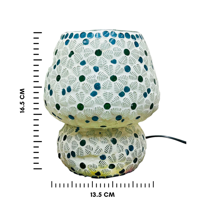 Handcrafted White Mosaic Glass Lamp – Decorative Bedside & Home Décor Lighting