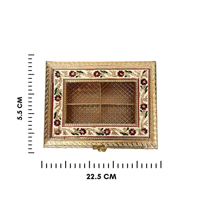 Four-compartment, Meenakari dry fruit box with a sophisticated floral design