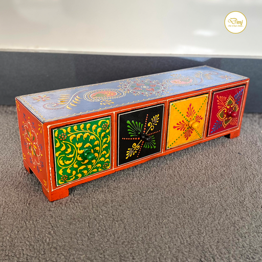 Wooden Handpainted 4 Drawers Ceramic Storage Box