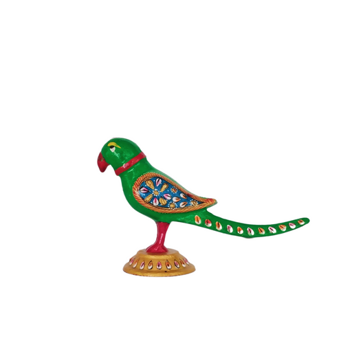 Metal Hand Painted Parrot Decorative Showpiece For Home Decor