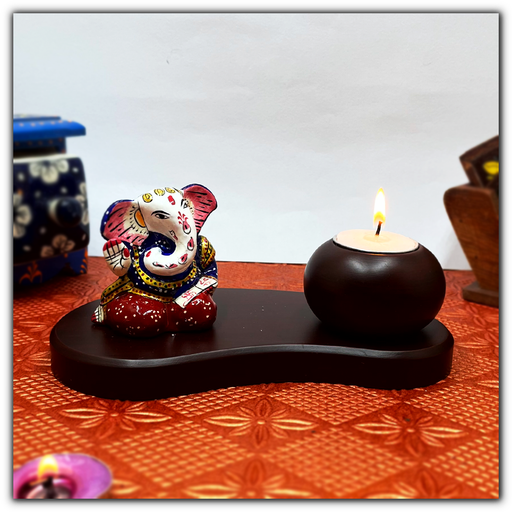 Lord Ganesh & Candle Holder in Pawti Stand | Divine Décor Accent | Buy Now
