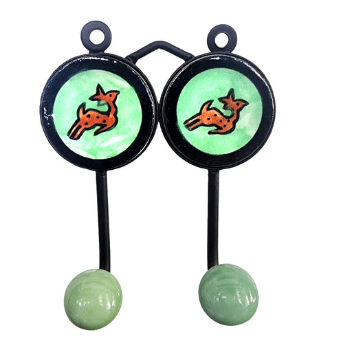 Green Color Iron Hand Painted Ceramic Wall Hanger with Two Hooks