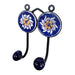 Blue Color Iron Hand Painted Ceramic Wall Hanger with Two Hooks