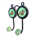 Green Color Iron Hand Painted Ceramic Wall Hanger with Two Hooks