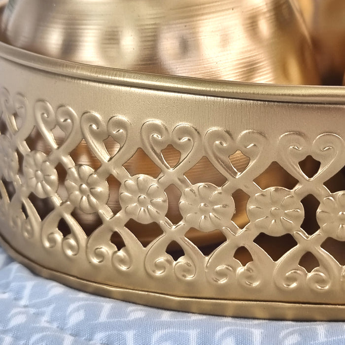 Luxury Metal Canister Set with Decorative Basket | 3-Piece Multipurpose Storage Container