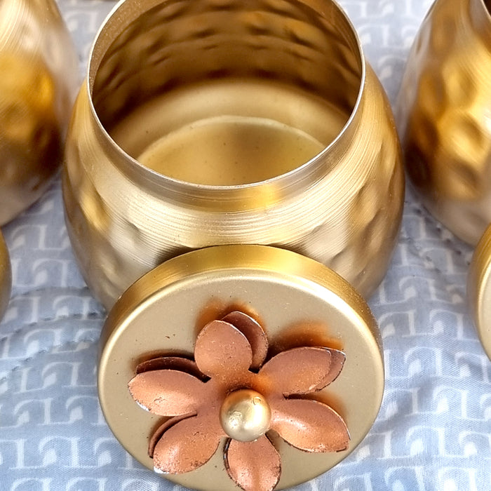 Luxury Metal Canister Set with Decorative Basket | 3-Piece Multipurpose Storage Container