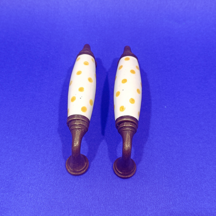 Handcrafted Polka Dot Ceramic Door Handle Set with Antique Metal Finish | Decorative Cabinet & Drawer Pull Handles