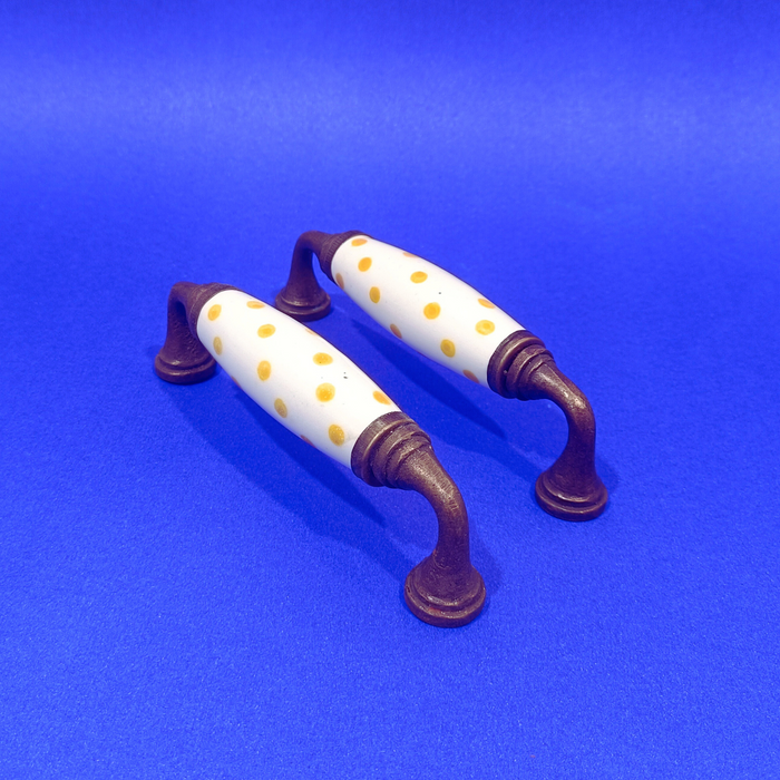 Handcrafted Polka Dot Ceramic Door Handle Set with Antique Metal Finish | Decorative Cabinet & Drawer Pull Handles
