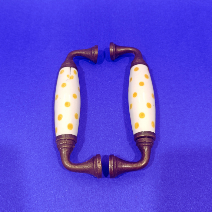 Handcrafted Polka Dot Ceramic Door Handle Set with Antique Metal Finish | Decorative Cabinet & Drawer Pull Handles