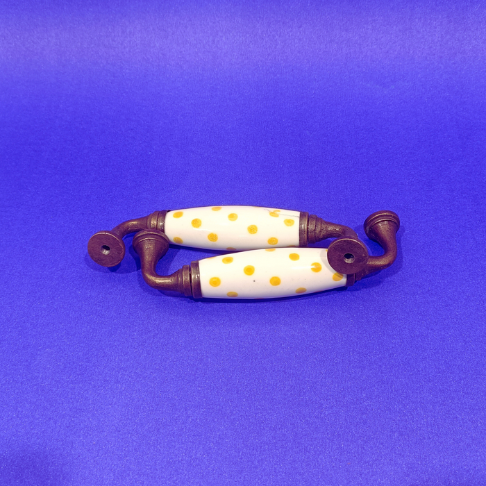 Handcrafted Polka Dot Ceramic Door Handle Set with Antique Metal Finish | Decorative Cabinet & Drawer Pull Handles