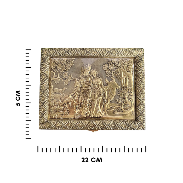 Elegant Dry Fruit Box with Lord Radha Krishna in Golden Finish