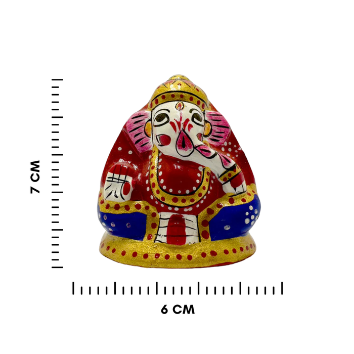 Metal Meenakari Handpainted Coconut Ganesha Idol Statue