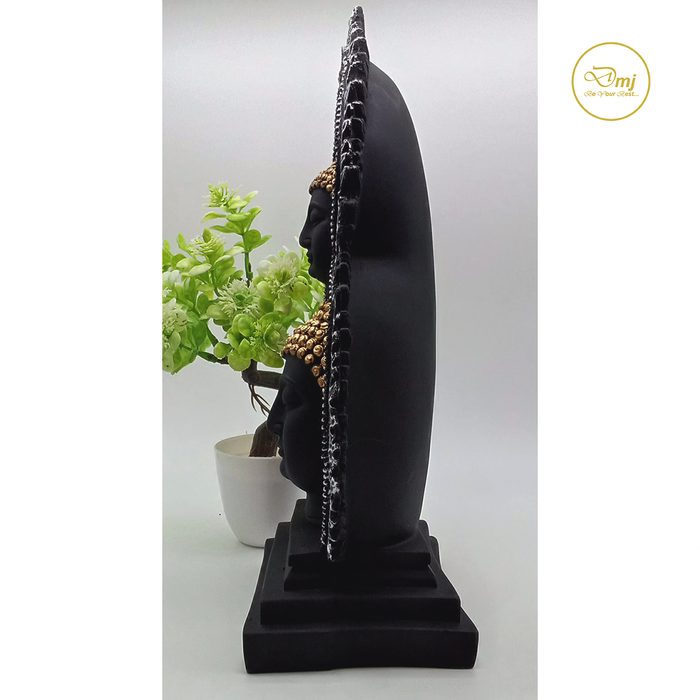 Black Resin double buddha statue