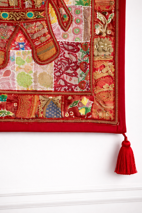 Boho Elephant Wall Hanging – Handmade Indian Textile Art